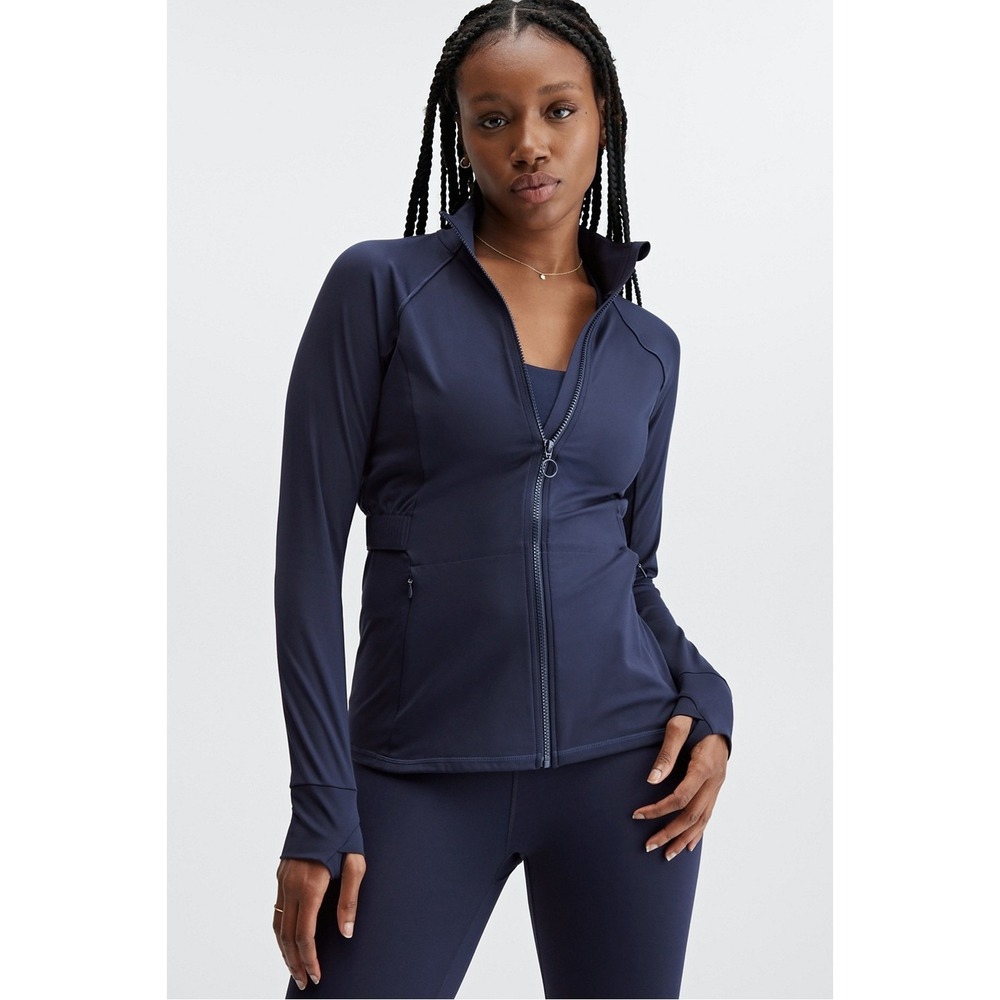 Fabletics Women's 4X Trinity Performance Jacket Black Full Zip Athletic Vented